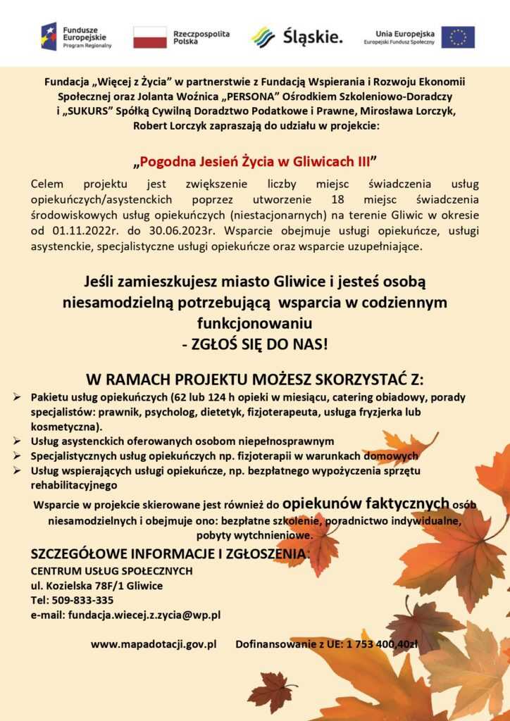Pogodna Jesień Życia w Gliwicach III - plakat