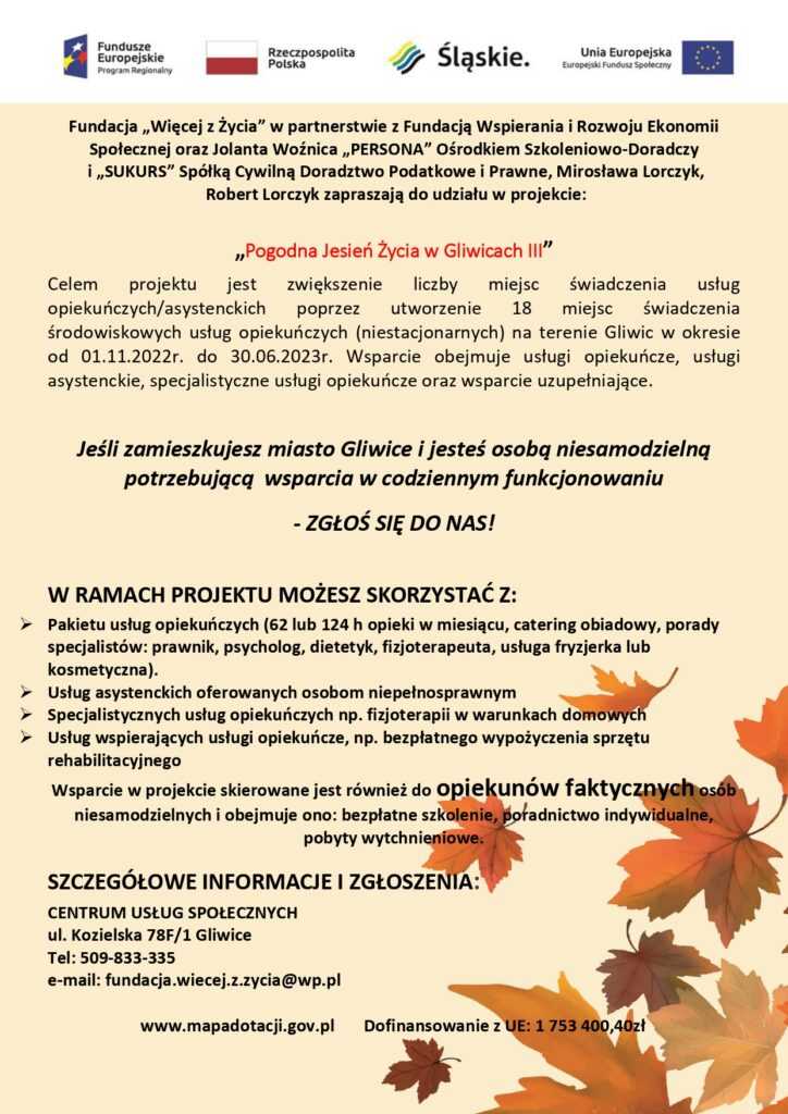 Pogodna Jesień Życia w Gliwicach III - plakat
