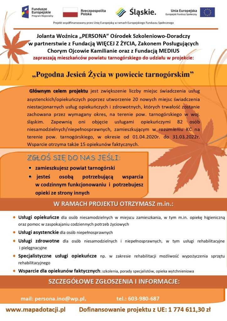 Pogodna Jesień Życia w powiecie tarnogórskim - plakat