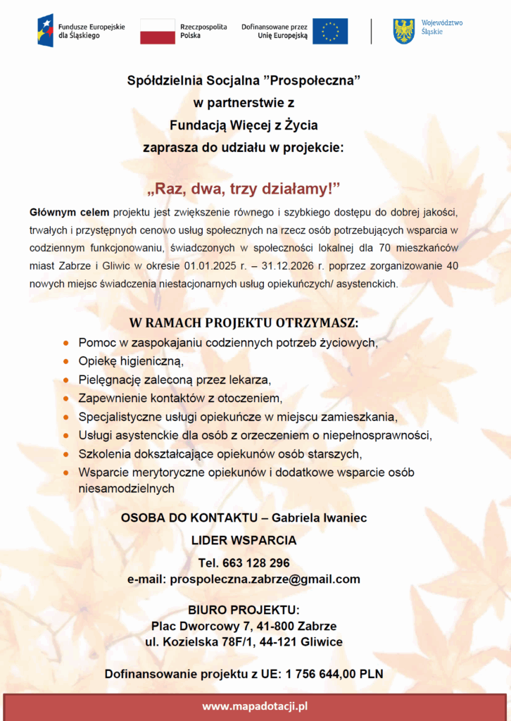 Plakat projektu "raz, dwa, trzy działamy